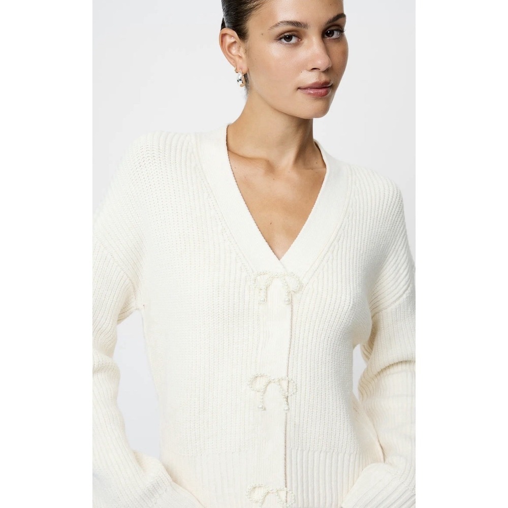 French connection bow embellished cardigan sweater